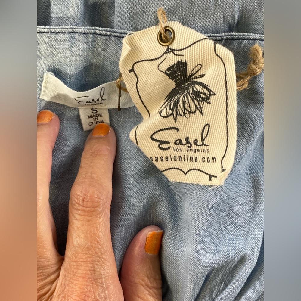 Easel BLUEBONNET BREEZE DENIM MAXI DRESS
Small NWT - Picture 15 of 15